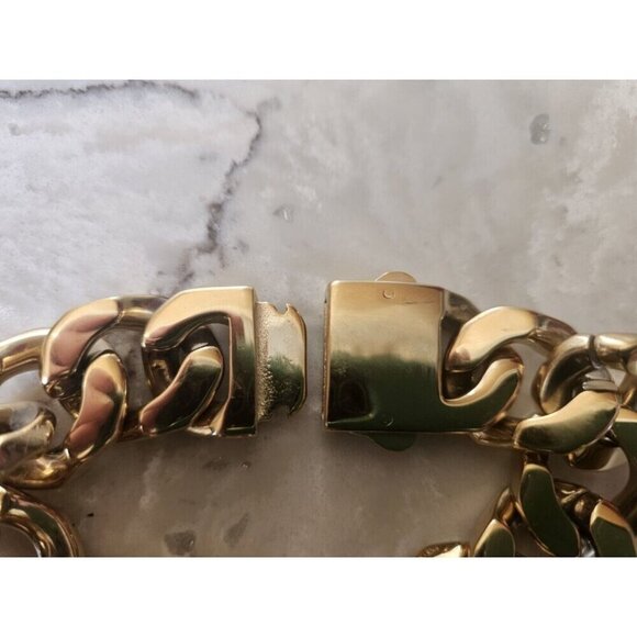 24kt Gold Plated Over Stainless Steel Heavy Link Bracelet - Picture 5 of 7